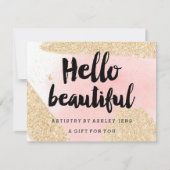 Gift certificate Gold glitter roze hallo script (Voorkant)