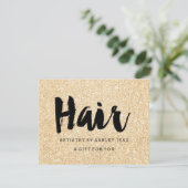 Gift certificate gold glitter sparkles hair script (Staand voorkant)