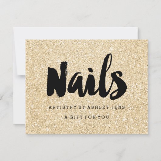 Gift certificate gold glitter sparrenes script (Voorkant)