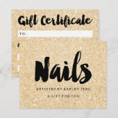 Gift certificate gold glitter sparrenes script (Voorkant / Achterkant)
