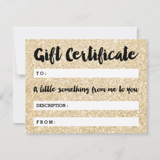 Gift certificate gold glitter sparter hallo script (Achterkant)