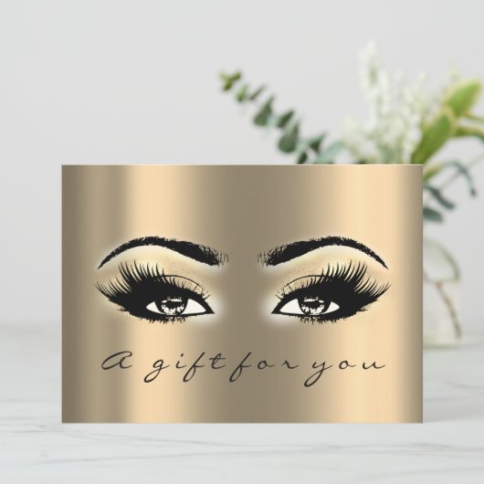Gift Certificate Gold Lashes Beauty Makeup Kaart (Staand voorkant)