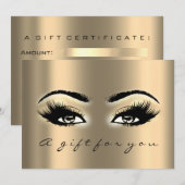 Gift Certificate Gold Lashes Beauty Makeup Kaart (Voorkant / Achterkant)