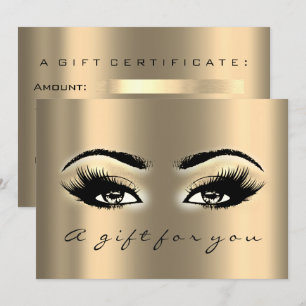 Gift Certificate Gold Lashes Beauty Makeup Kaart