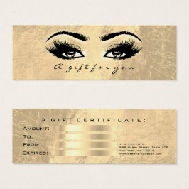Gift Certificate Gold Leather Lashes Makeup Beauty Mini Visitekaartjes