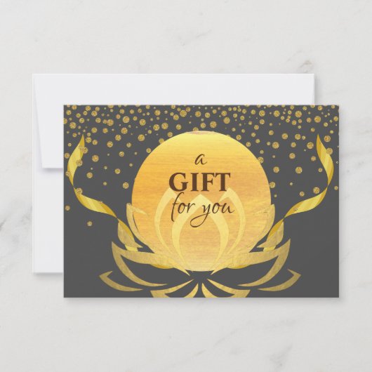 Gift Certificate Gold Lotus Flower Yoga Healing (Voorkant)