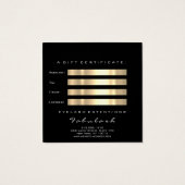 Gift Certificate Gold Metallic Lashes Makeup Black Vierkante Visitekaartjes (Achterkant)