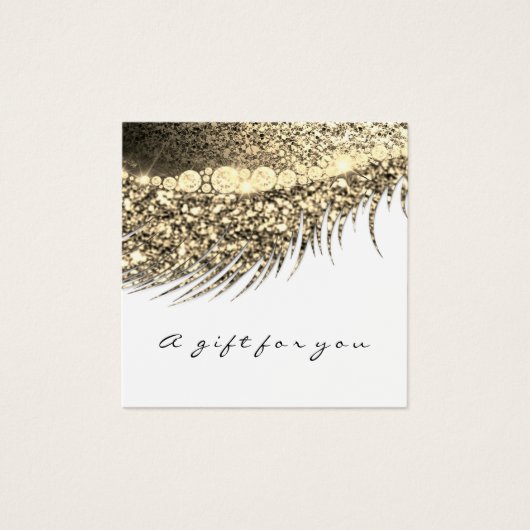 Gift Certificate Gold Metallic Lashes Makeup White Vierkante Visitekaartjes (Voorkant)