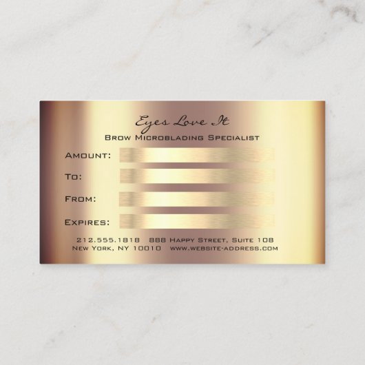 Gift Certificate Gold Roos Coral Lashes Makeup Kortingskaartje (Achterkant)