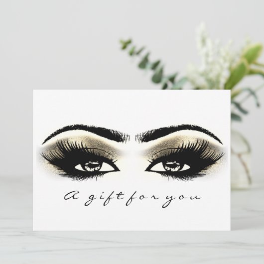 Gift Certificate Gold White Lash Extension Makeup Kaart (Staand voorkant)