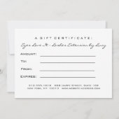 Gift Certificate Gold White Lash Extension Makeup Kaart (Achterkant)