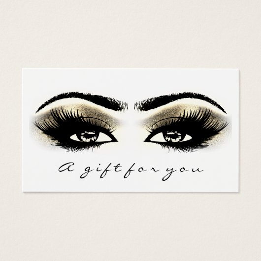Gift Certificate Gold White Lash Extension Makeup Visitekaartje (Voorkant)