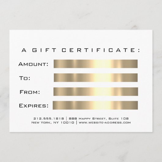 Gift Certificate Gold White Lash Eyes Makeup (Achterkant)