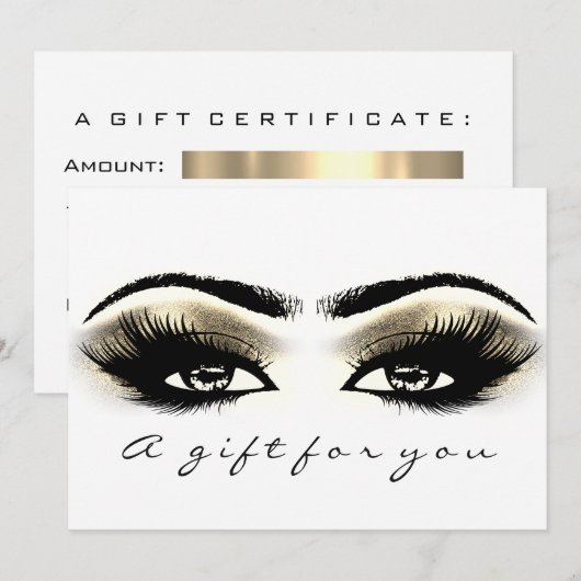 Gift Certificate Gold White Lash Eyes Makeup (Voorkant / Achterkant)