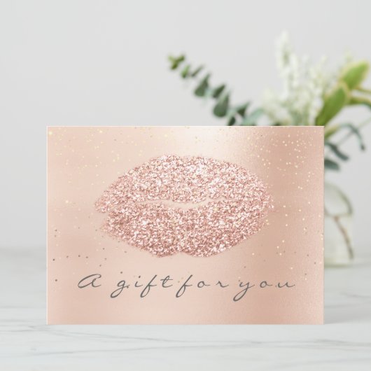 Gift Certificate Grey Roos Gold Confetti Kiss Lips (Staand voorkant)