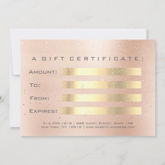 Gift Certificate Grey Roos Gold Confetti Kiss Lips (Achterkant)