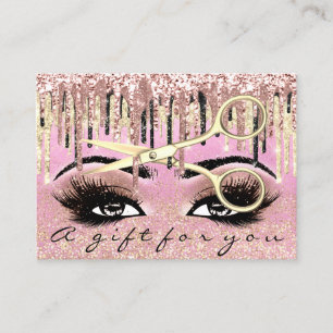 Gift Certificate Hairdresser Glitter Gold Makeup Visitekaartje