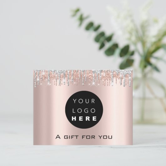 Gift Certificate Holidays Beauty Rose Makeup Logo Briefkaart (Staand voorkant)