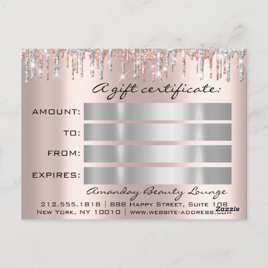 Gift Certificate Holidays Beauty Rose Makeup Logo Briefkaart (Achterkant)
