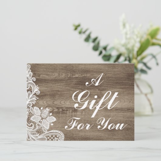 Gift Certificate  Lace on Rustin Barn Wood (Staand voorkant)
