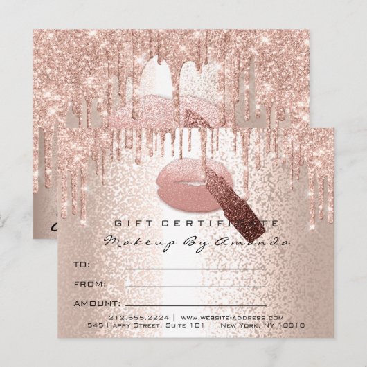 Gift Certificate Lashes Kiss LIps Makeup Beauty Briefkaart (Voorkant / Achterkant)