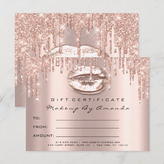 Gift Certificate Lashes Kiss LIps Makeup Briefkaart (Voorkant / Achterkant)