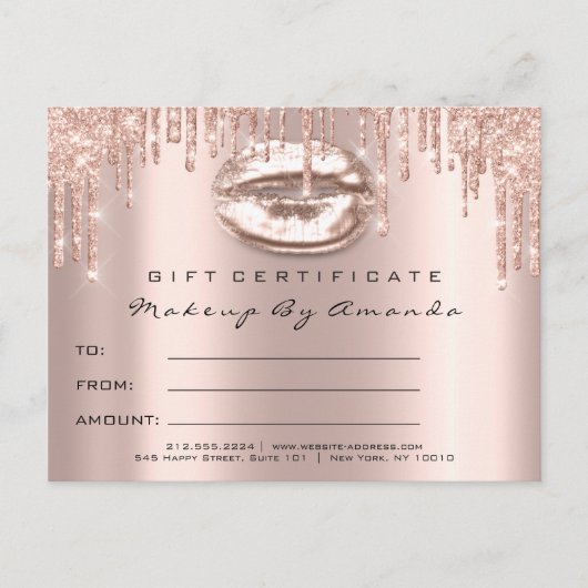 Gift Certificate Lashes Kiss LIps Makeup Briefkaart (Voorkant)