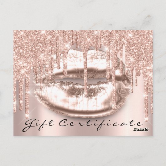 Gift Certificate Lashes Kiss LIps Makeup Glam Briefkaart (Achterkant)