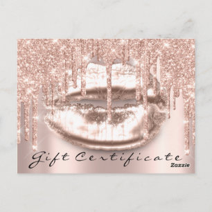 Gift Certificate Lashes Kiss LIps Makeup Glam Briefkaart