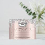 Gift Certificate Lashes Kiss LIps Makeup Grey Briefkaart (Staand voorkant)