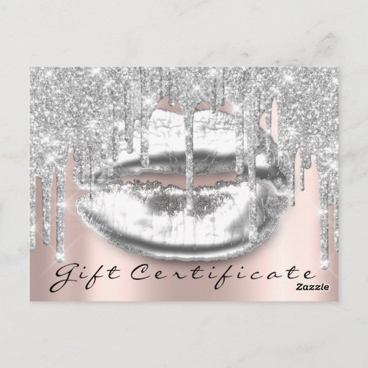 Gift Certificate Lashes Kiss LIps Makeup Grey Briefkaart (Achterkant)