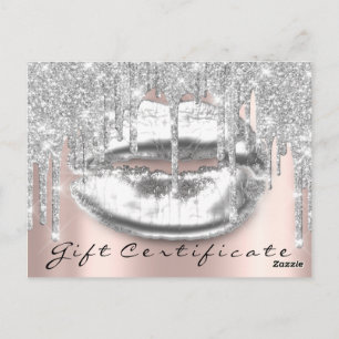 Gift Certificate Lashes Kiss LIps Makeup Grey Briefkaart