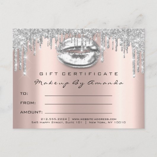Gift Certificate Lashes Kiss LIps Makeup Grey Briefkaart (Voorkant)