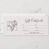 Gift Certificate Logo Photo Modern Off-White (Voorkant)
