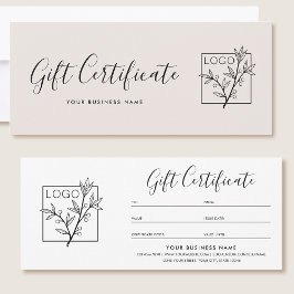 Gift Certificate Logo Script Minimalist Off-White