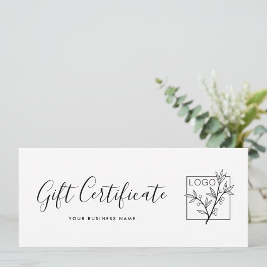 Gift Certificate Logo Script Minimalist White (Staand voorkant)