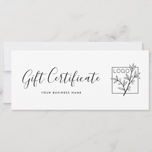 Gift Certificate Logo Script Minimalist White (Voorkant)