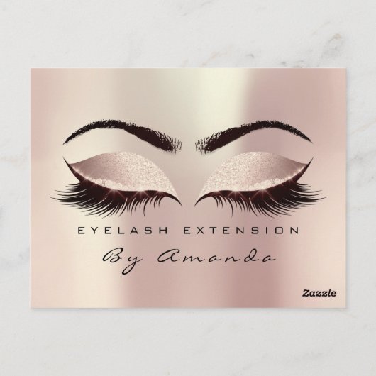 Gift Certificate Makeup Cosmetoloog Lash Roze Briefkaart (Achterkant)
