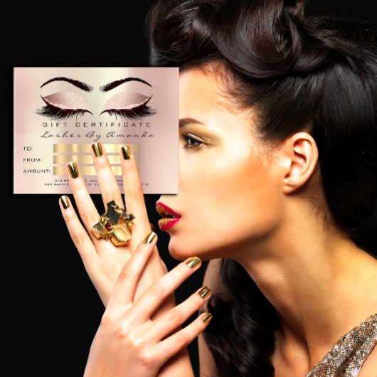 Gift Certificate Makeup Cosmetoloog Lash Roze Briefkaart