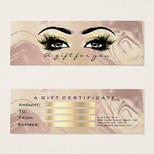 Gift Certificate Marble Gold Lashes Eyes Makeup Mini Visitekaartjes (Voorkant /achterkant)