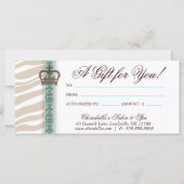 Gift Certificate Mode Salon Jewelry Zebra (Achterkant)