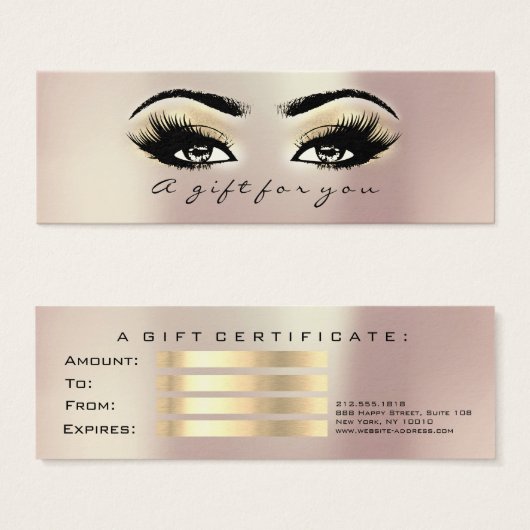 Gift Certificate Parly Gold Lashes Makeup Small Mini Visitekaartjes (Voorkant /achterkant)