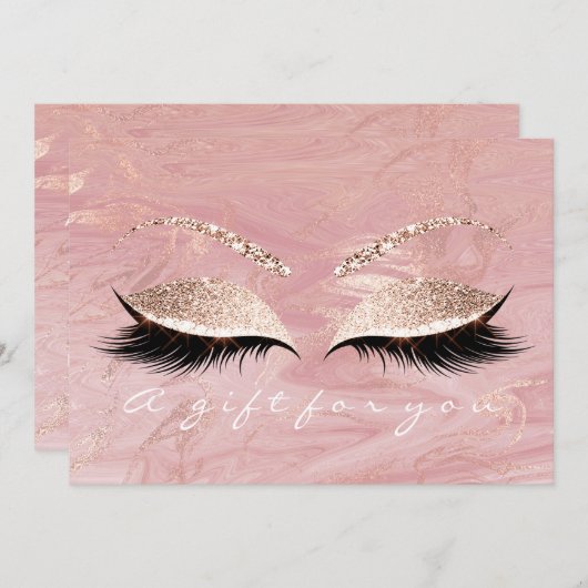 Gift Certificate Pastel Pink Lashes Marble Makeup (Voorkant / Achterkant)