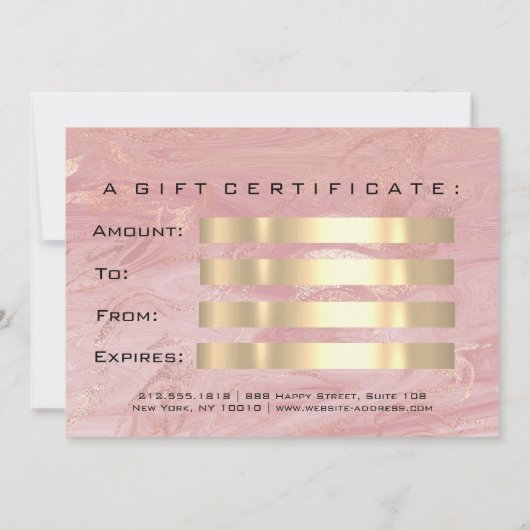 Gift Certificate Pastel Pink Lashes Marble Makeup (Achterkant)