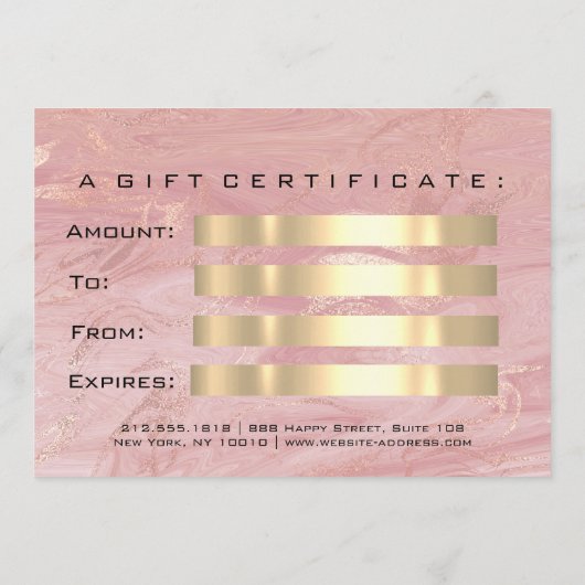 Gift Certificate Pastel Pink Lashes Marble Makeup (Achterkant)