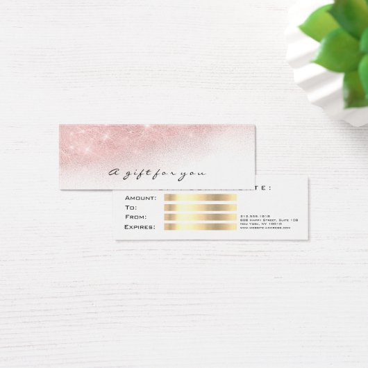 Gift Certificate Pink Gold Lashes Makeup Ombre Mini Visitekaartjes (Bureau)