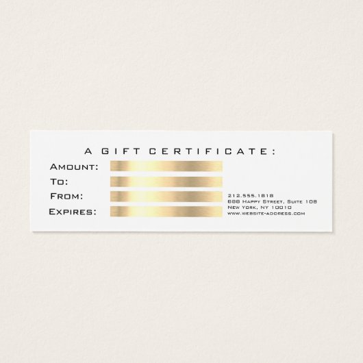 Gift Certificate Pink Gold Lashes Makeup Ombre Mini Visitekaartjes (Achterkant)