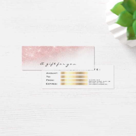 Gift Certificate Pink Gold Lashes Makeup Ombre Mini Visitekaartjes (Bureau)