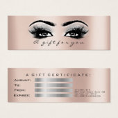 Gift Certificate Roos Gold Lashes Makeup Grey Mini Visitekaartjes (Voorkant /achterkant)