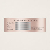 Gift Certificate Roos Gold Lashes Makeup Grey Mini Visitekaartjes (Achterkant)
